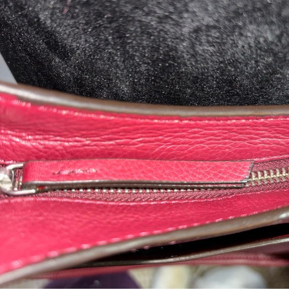 J Jill  Genuine Leather Zip Medium Crossbody Bag (Burgundy color) - Picture 9 of 12